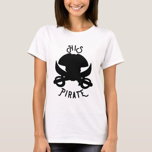 SEIN Piratenschwarzer Kreuzknochen Skull & Sword W T-Shirt (Vorderseite)