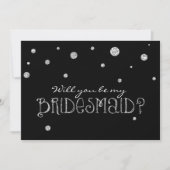 SEIN SIE MEIN BRIDESMAID Black Silver Glitzer Mode Einladung (Vorderseite)
