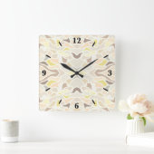 Sein so ivory geometrisches Abstraktes Muster Quadratische Wanduhr (Zuhause)