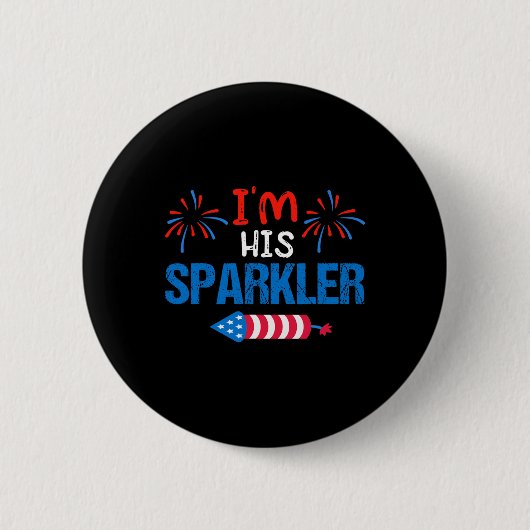 Sein Sparkler Niedlich 4. Juli Matching Couple für Button (Vorderseite)