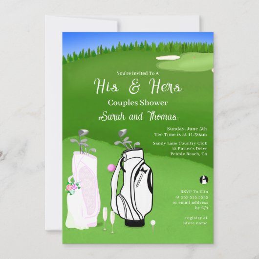 Sein und ihr Golf-Brautparty Einladung (Vorderseite)