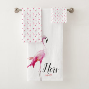 Sein und ihr Individuelle Name Tropical Flamingo T Badhandtuch Set