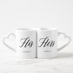 Sein und ihr Modernes Script Couple Tasse Set