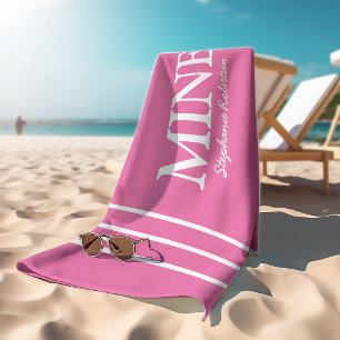 Sein und Ihr Rosa 'MEINS' personalisiert Strandtuch