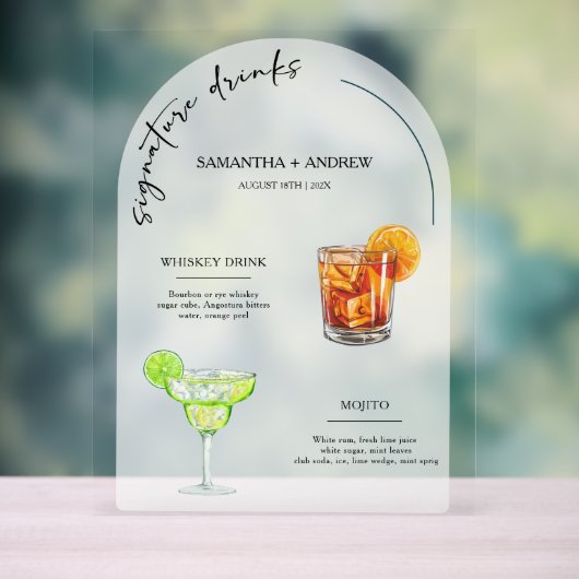 Sein und ihr Trauungszeichen "Drinks" Acrylschild (Neutral)