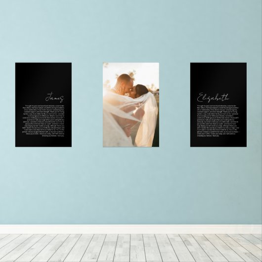 Sein und ihre Vows schwarzer Hintergrund Hochzeits Bilderwand Sets (Holzboden)