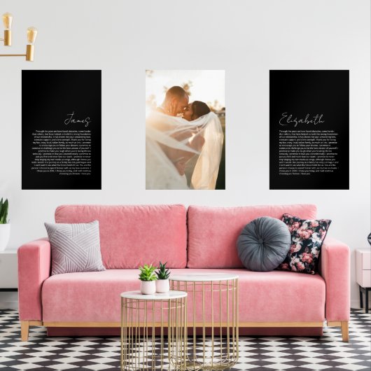 Sein und ihre Vows schwarzer Hintergrund Hochzeits Bilderwand Sets (Wohnzimmer)