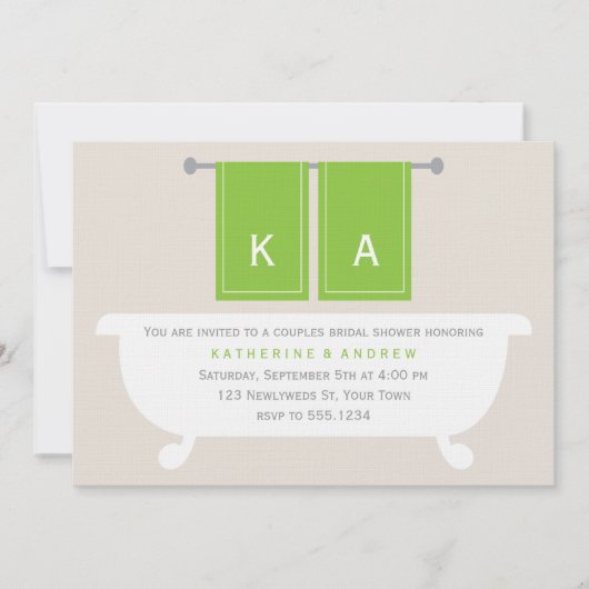 Sein und ihrs Tuch-Brautparty {Grün} Einladung (Vorderseite)