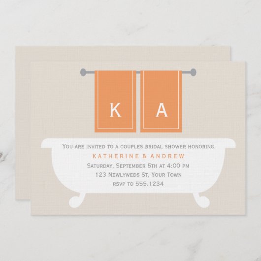 Sein und ihrs Tuch-Brautparty {orange} Einladung (Vorne/Hinten)