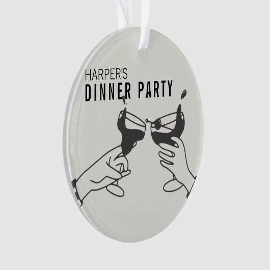 Sein und Schwarzer Retro Illustration Abendessen P Ornament (Vorderseite)