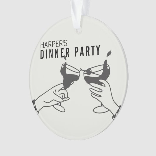 Sein und Schwarzer Retro Illustration Abendessen P Ornament (Vorderseite)