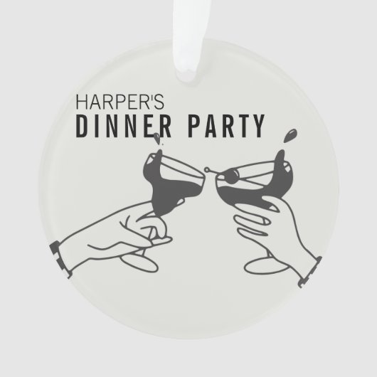 Sein und Schwarzer Retro Illustration Abendessen P Ornament (Vorderseite)