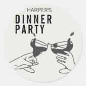 Sein und Schwarzer Retro Illustration Abendessen P Runder Aufkleber (Vorderseite)