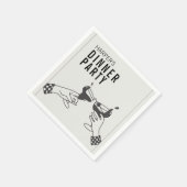 Sein und Schwarzer Retro Illustration Abendessen P Serviette (Ecke)