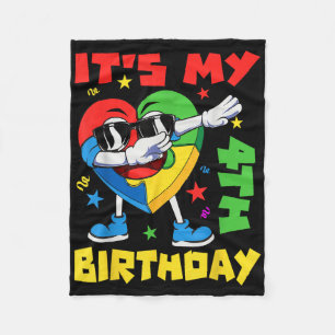 Sein vierter Geburtstag Dabbing Puzzle Pieces Auti Fleecedecke