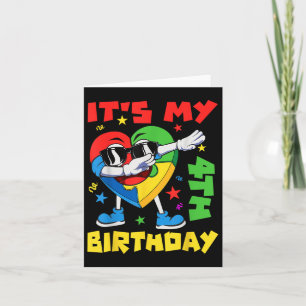 Sein vierter Geburtstag Dabbing Puzzle Pieces Auti Karte