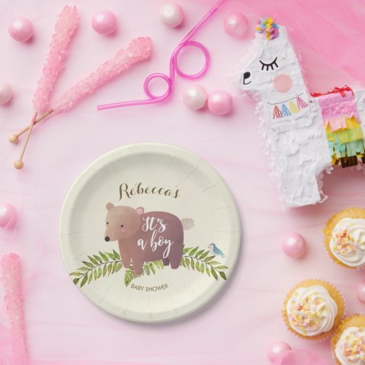 sein Waldbärn-Babyparty-Pappteller ein Junge Pappteller (Party)