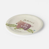 sein Waldbärn-Babyparty-Pappteller ein Junge Pappteller (Schrägansicht)