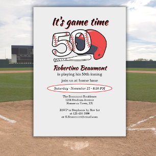 Seine 50. Innings-Baseball-Geburtstagsfeier Einladung