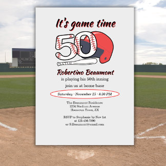 Seine 50. Innings-Baseball-Geburtstagsfeier Einladung