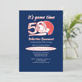 Seine 50. Innings-Baseball-Geburtstagsfeier Einladung (Stehend Vorderseite)