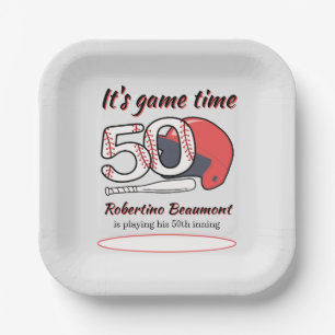 Seine 50. Innings-Baseball-Geburtstagsfeier Pappteller