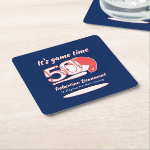 Seine 50. Innings-Baseball-Geburtstagsfeier Rechteckiger Pappuntersetzer