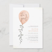 Seine A Girl Eucalyptus Greenery Balloon Baby Dusc Einladung (Vorderseite)