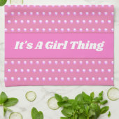 Seine a Girl Things Pink Bright Polka Dots Girly Geschirrtuch (Gefaltet)