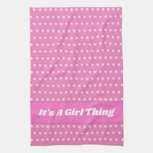 Seine a Girl Things Pink Bright Polka Dots Girly Geschirrtuch