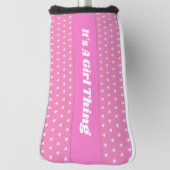 Seine a Girl Things Pink Bright Polka Dots Girly Golf Headcover (Rotieren 90)