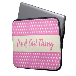 Seine a Girl Things Pink Bright Polka Dots Girly Laptopschutzhülle