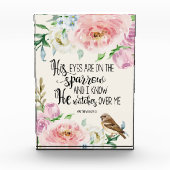 "Seine Augen sind auf dem Spatzen" Foto-Block Fotoblock (Vorderseite)