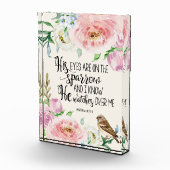 "Seine Augen sind auf dem Spatzen" Foto-Block Fotoblock (Rechts)