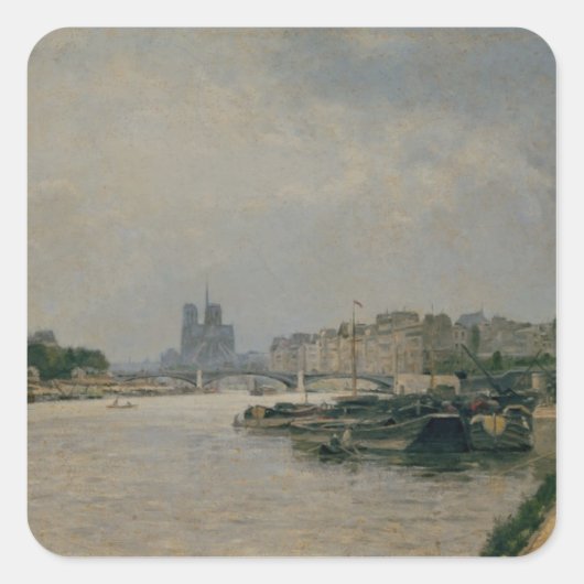Seine aus dem Quai de la Rapee Quadratischer Aufkleber (Vorderseite)