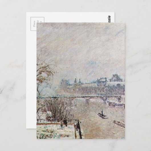 Seine Aussicht vom Pont Neuf, Winter Postkarte (Vorne/Hinten)