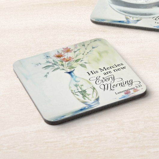 Seine Barmherzigkeit ist jeden Morgen neu Getränkeuntersetzer (Linke Seite)