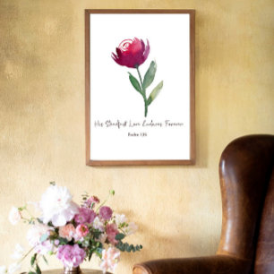 Seine beständige Liebes-Aquarell-Rose in Rot Poster