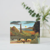 Seine Eiffel Tower Sunset Henri Rousseau Postkarte (Stehend Vorderseite)