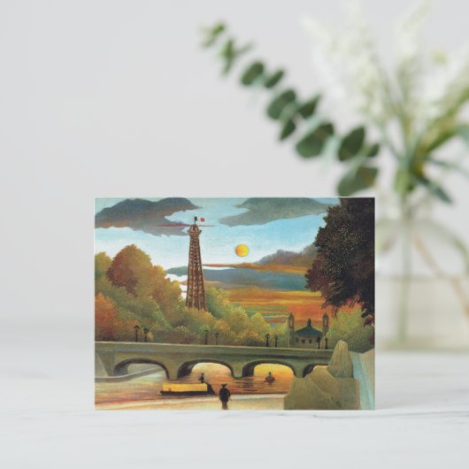 Seine Eiffel Tower Sunset Henri Rousseau Postkarte (Stehend Vorderseite)