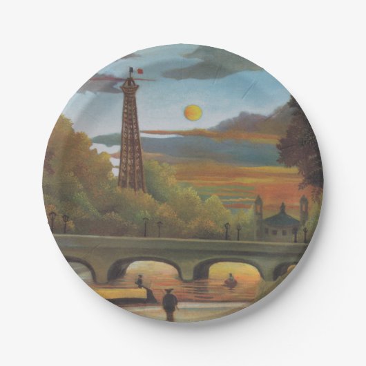 Seine & Eiffelturm im Sonnenuntergang (Paris, Fran Pappteller (Vorderseite)