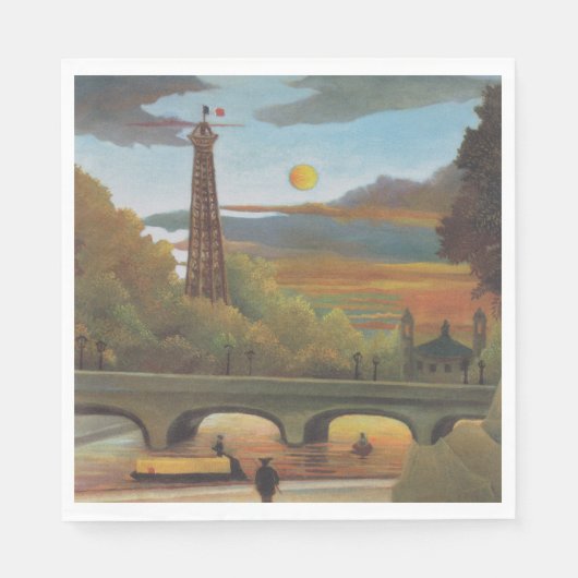 Seine & Eiffelturm im Sonnenuntergang (Paris, Fran Serviette (Vorderseite)