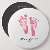 Seine ein Mädchen-schicken rosa neugeborenen Button (Vorne & Hinten)