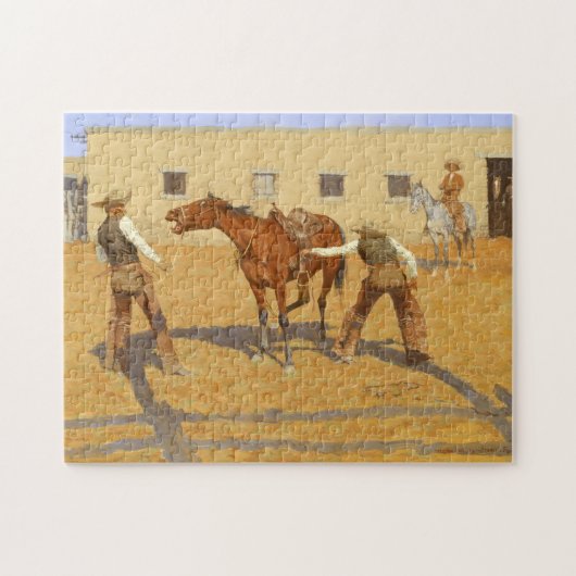 Seine erste Lektion 1903 von Frederic Remington Puzzle (Horizontal)