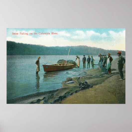 Seine Fischerei auf dem Fluss Columbia, OR Poster (Vorne)