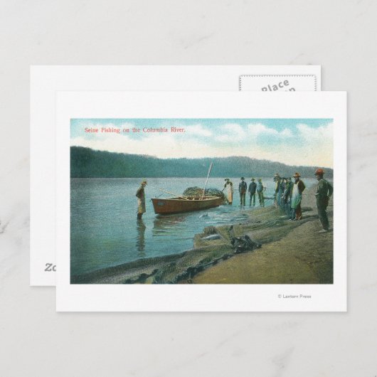 Seine Fischerei auf dem Fluss Columbia, OR Postkarte (Vorne/Hinten)