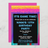 Seine Game Time Kids pixelten Gaming Geburtstag Einladung (Vorne/Hinten)