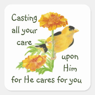 Seine ganze Sorgfalt auf Ihn zu richten 1 Peter 5: Quadratischer Aufkleber