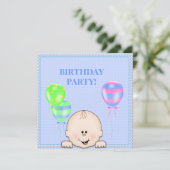 SEINE GEBURTSTAGLICHE EINLADUNG BLAU (Stehend Vorderseite)