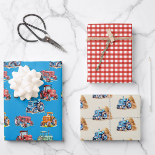 Seine Geburtstagsfeier Farm Traktoren Muster Geschenkpapier Set
